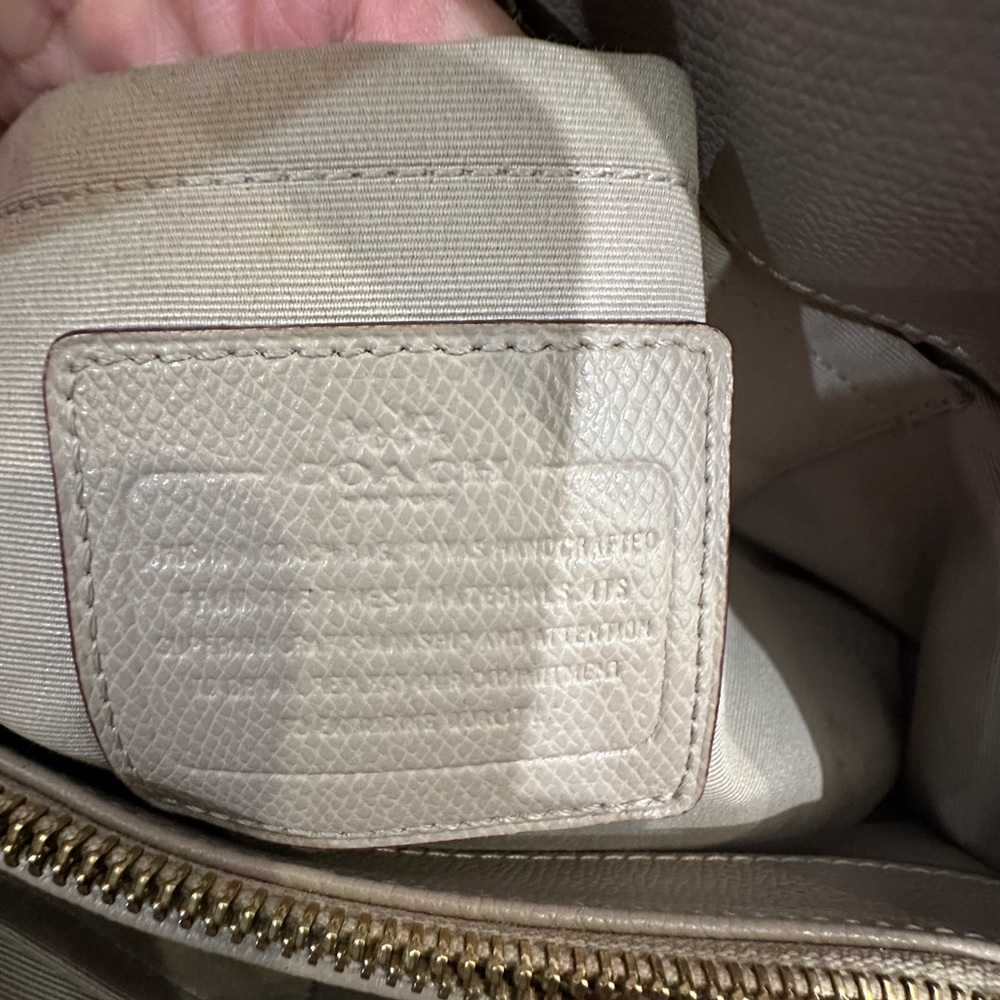 Coach Margot Beige Color Block Two-Tone Leather Satchel Shoulder Bag - Picture 3 of 16